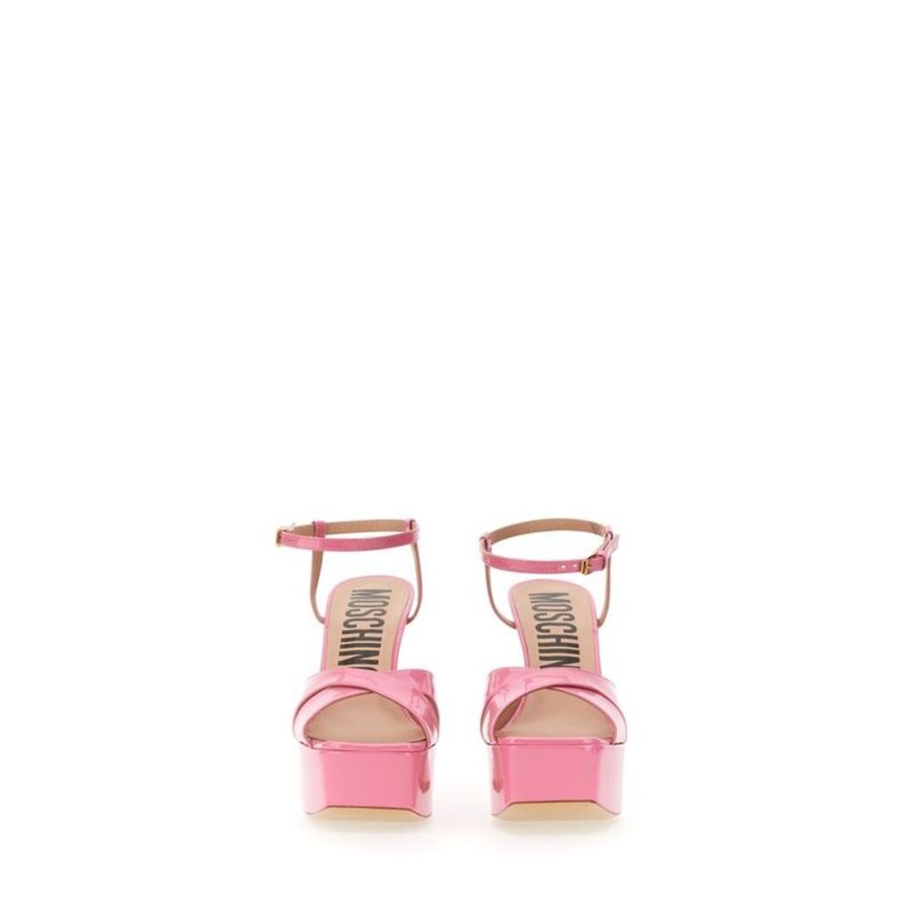 MOSCHINO COUTURE Platform Ankle Strap Sandals Women PINK Wedges - Picture 2 of 3
